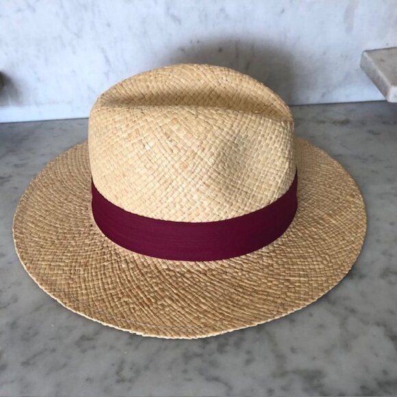 MADCAPS Paris New York Cranberry Band Straw Fedora Hat Vintage main image 11